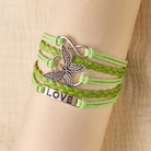 FuAttract Eternal Love & Harmony Vintage Butterfly Infinity Multi Layer Leather Bracelet - Green - image 11
