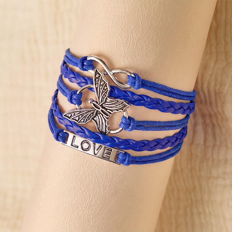 FuAttract Eternal Love & Harmony Vintage Butterfly Infinity Multi Layer Leather Bracelet - Blue - image 9