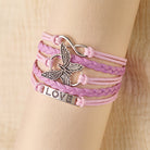 FuAttract Eternal Love & Harmony Vintage Butterfly Infinity Multi Layer Leather Bracelet - Pink - image 8