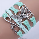FuAttract Eternal Love & Harmony Vintage Butterfly Infinity Multi Layer Leather Bracelet - Light Green - image 16