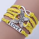 FuAttract Eternal Love & Harmony Vintage Butterfly Infinity Multi Layer Leather Bracelet - Yellow - image 14
