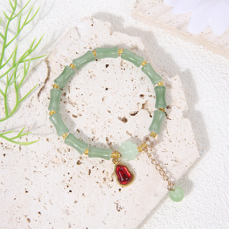 FuAttract Luck Prosperity & Growth Green Aventurine Peanut Four Leaf Clover Bamboo Bracelet - Calabash 1 - image 8