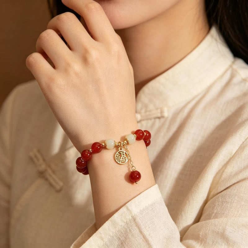 FuAttract Fortune Protection & Prosperity Vintage Red Agate Fu Character Charm Lucky Bracelet - image 5