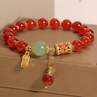 FuAttract Protection Luck & Harmony Red Agate Lucky Bead Acacia Seed Peace Plaque Bracelet - 8mm - image 0