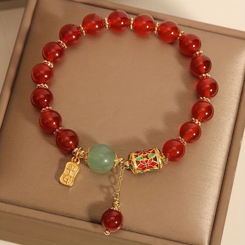FuAttract Protection Luck & Harmony Red Agate Lucky Bead Acacia Seed Peace Plaque Bracelet - image 1