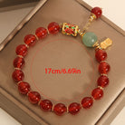 FuAttract Protection Luck & Harmony Red Agate Lucky Bead Acacia Seed Peace Plaque Bracelet - image 5