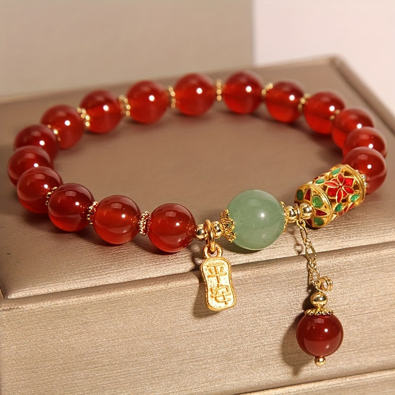 FuAttract Protection Luck & Harmony Red Agate Lucky Bead Acacia Seed Peace Plaque Bracelet - image 4