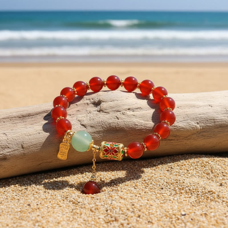 FuAttract Protection Luck & Harmony Red Agate Lucky Bead Acacia Seed Peace Plaque Bracelet - image 3