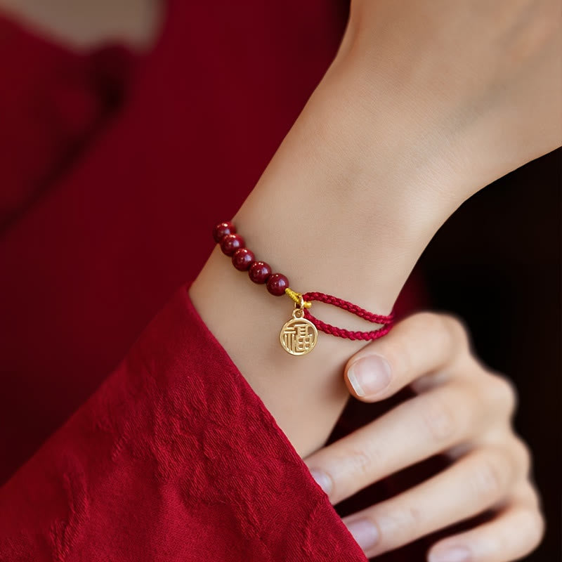 FuAttract Protection Fortune & Blessing Cinnabar Fu Character Pendant Braided Bracelet - image 3