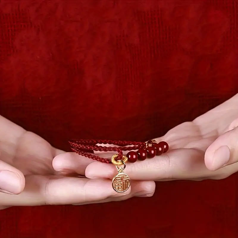 FuAttract Protection Fortune & Blessing Cinnabar Fu Character Pendant Braided Bracelet - image 5