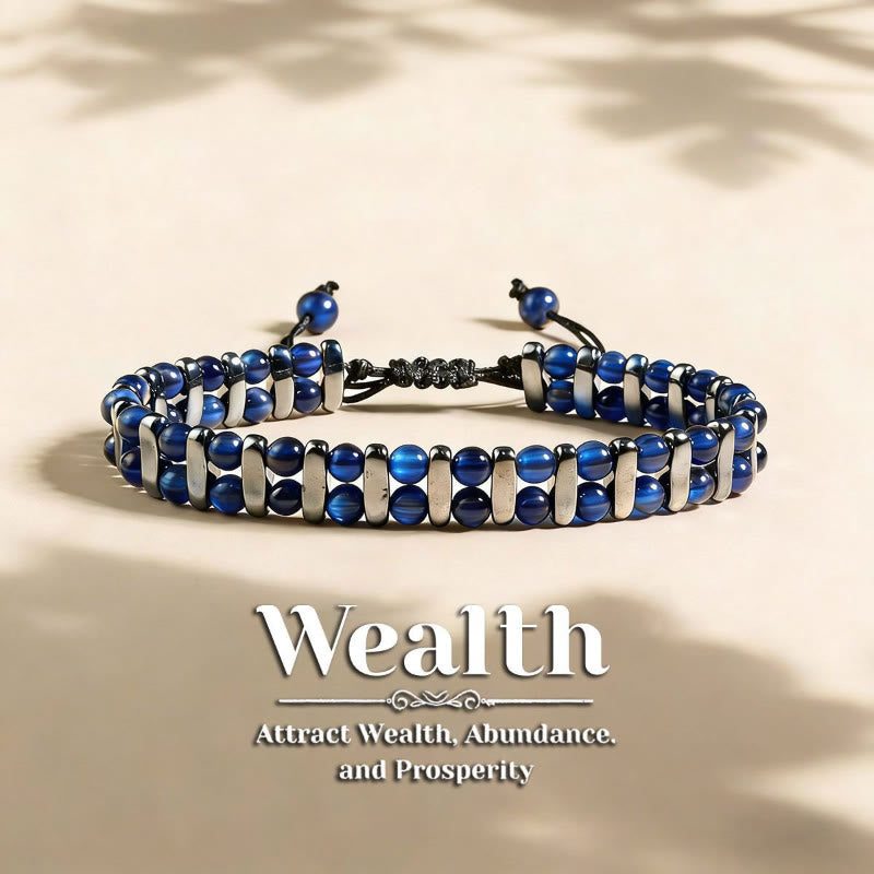 FREE Today: Courage Focus & Stability Red Tiger's Eye Hematite Double Layer Woven Bracelet - Blue Tiger Eye - image 3