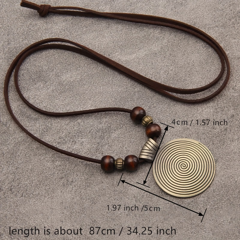 FREE Today: Grounding Harmony & Confidence Vintage Round Pendant Wood Beaded Necklace - image 3