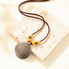 FREE Today: Grounding Harmony & Confidence Vintage Round Pendant Wood Beaded Necklace - Geometric Engravings - Antique Silver + Yellow Beads - image 11