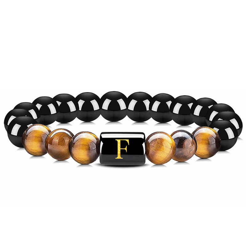FuAttract Confidence Focus & Identity 26 Letters Tiger's Eye Black Onyx Beaded Bracelet - F - image 11