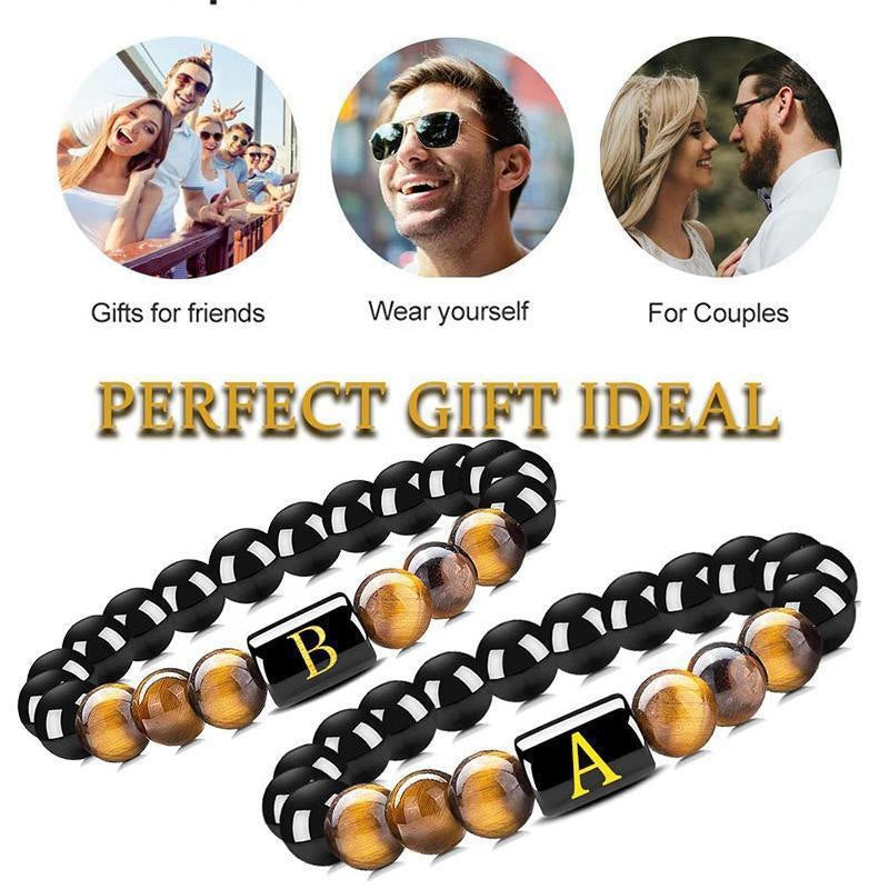 FuAttract Confidence Focus & Identity 26 Letters Tiger's Eye Black Onyx Beaded Bracelet - image 8