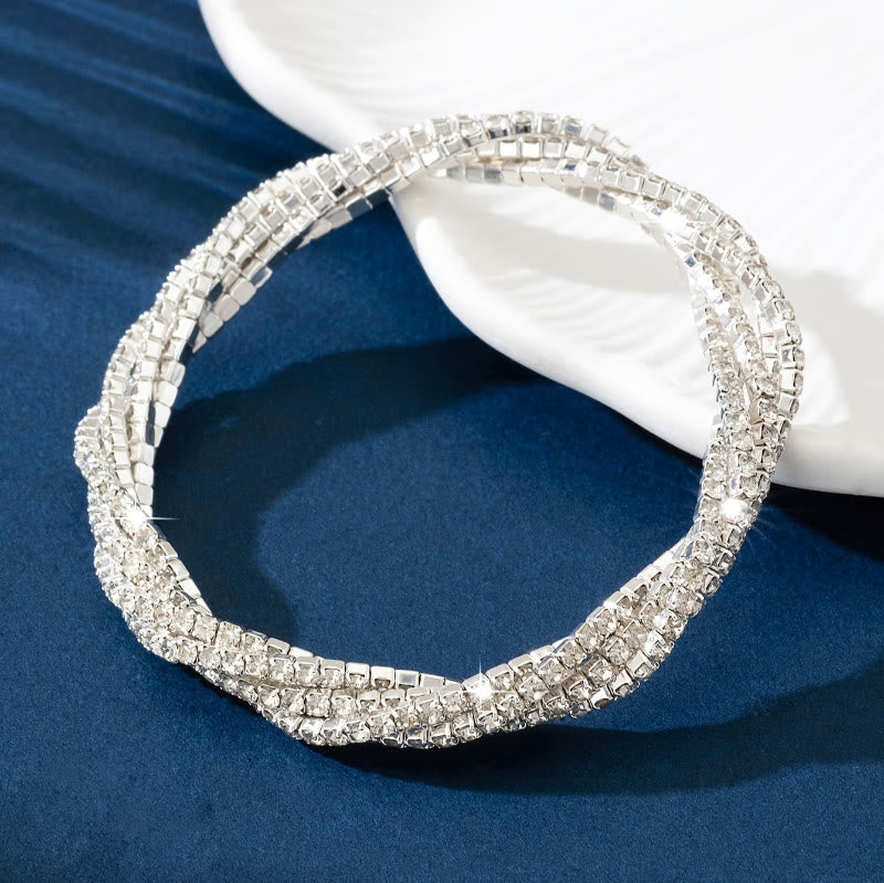 FuAttract Elegance Confidence & Harmony Sparkling Rhinestone Zinc Alloy Wrap Bracelet - Silver - image 0