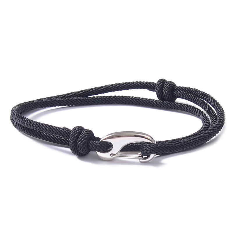 FuAttract Stability Confidence & Connection Stainless Steel Lobster Clasp Double Layer Adjustable Rope Bracelet - Black - image 6