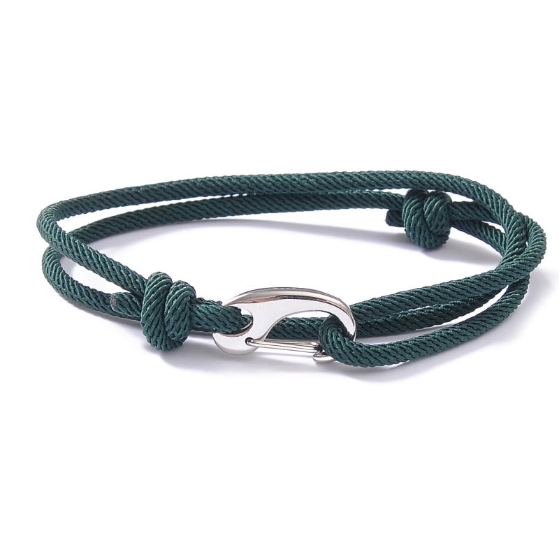 FuAttract Stability Confidence & Connection Stainless Steel Lobster Clasp Double Layer Adjustable Rope Bracelet - Dark Green - image 11