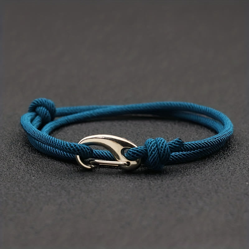 FuAttract Stability Confidence & Connection Stainless Steel Lobster Clasp Double Layer Adjustable Rope Bracelet - Blue - image 5