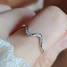 FuAttract Grace Elegance & Harmony Wave Design Rhinestone Zinc Alloy Ring - image 3