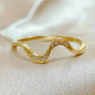 FuAttract Grace Elegance & Harmony Wave Design Rhinestone Zinc Alloy Ring - Golden - US 12 - image 6