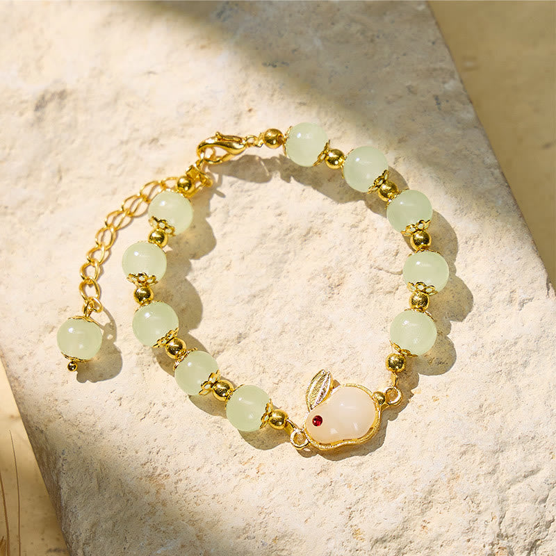 FuAttract Blessing Harmony & Balance Hetian Jade Rabbit Fu Charm Bracelet - White Rabbit 1 - image 13