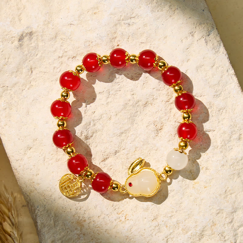 FuAttract Blessing Harmony & Balance Hetian Jade Rabbit Fu Charm Bracelet - White Rabbit + Fu Plaque 2 - image 7