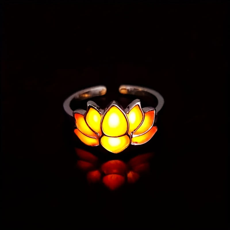 FREE Today: Serenity Purity & Harmony Glow in The Dark Lotus Zinc Alloy Ring - Orange-Red Light - image 9