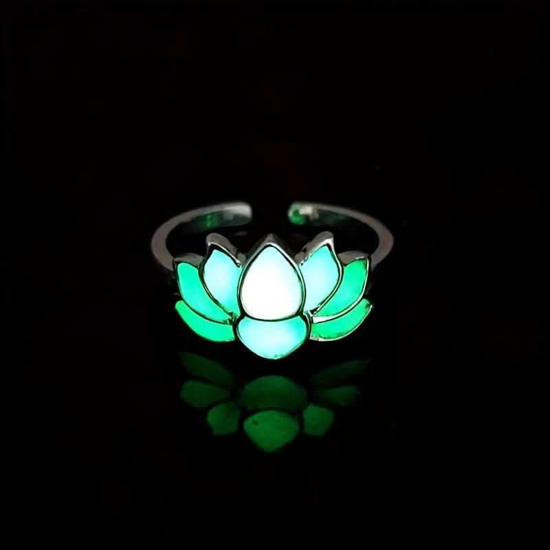 FREE Today: Serenity Purity & Harmony Glow in The Dark Lotus Zinc Alloy Ring - Green Light - image 7