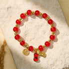 FuAttract Fortune Wealth & Harmony Fu Charm Peanut Pendant Green Glaze Beaded Gold Beads Bracelet - Red Peanut 3 - image 10