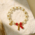 FuAttract Fortune Wealth & Harmony Fu Charm Peanut Pendant Green Glaze Beaded Gold Beads Bracelet - Red Peanut 1 - image 8