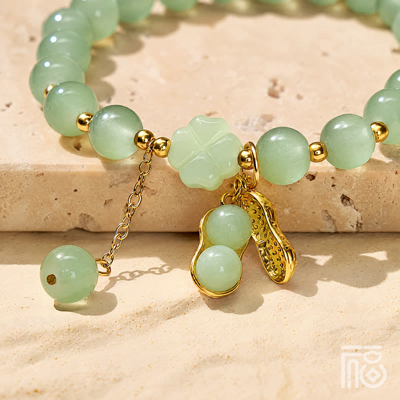 FuAttract Luck Prosperity & Positive Energy Peanut Four Leaf Clover Green Aventurine Beaded Bracelet - image 4