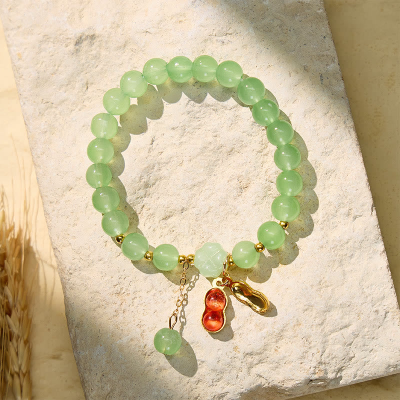 FuAttract Luck Prosperity & Positive Energy Peanut Four Leaf Clover Green Aventurine Beaded Bracelet - Red Peanut - image 6