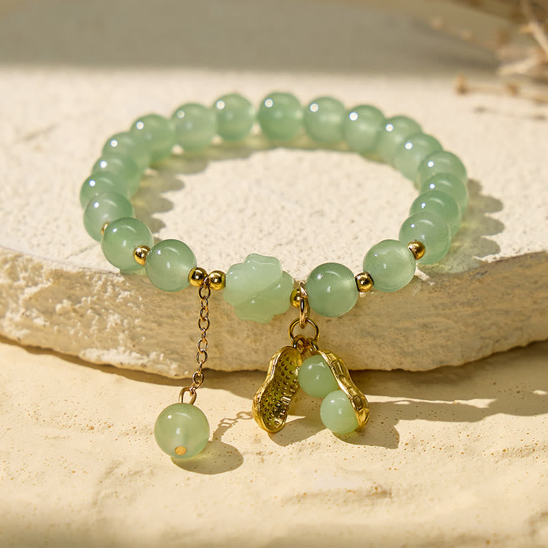 FuAttract Luck Prosperity & Positive Energy Peanut Four Leaf Clover Green Aventurine Beaded Bracelet - image 1