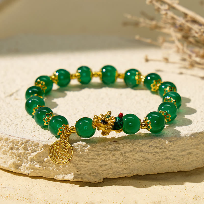 FuAttract Protection Prosperity & Longevity Dragon Turtle Charm Fu Pendant Glaze Beaded Bracelet - image 1