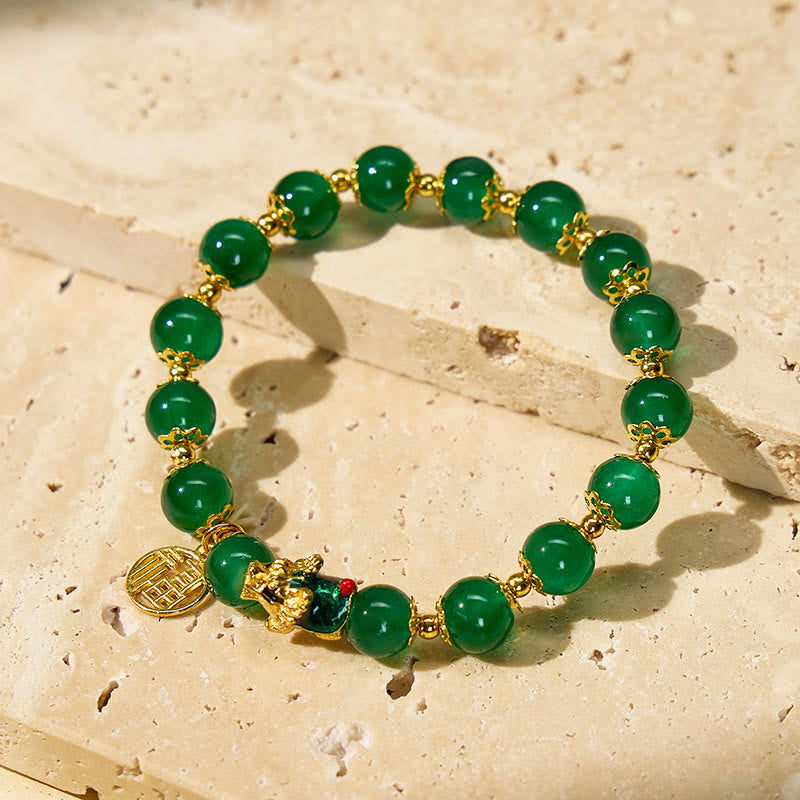 FuAttract Protection Prosperity & Longevity Dragon Turtle Charm Fu Pendant Glaze Beaded Bracelet - image 3