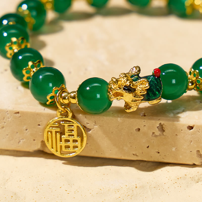 FuAttract Protection Prosperity & Longevity Dragon Turtle Charm Fu Pendant Glaze Beaded Bracelet - image 4