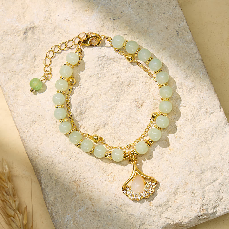 FuAtrract Clarity Positivity & Calm Unconditional Love Glaze Ginkgo Bracelet - 5.1-7.1in/13-18cm - image 0