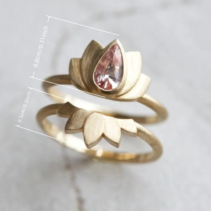 FuAtrract Calm & Serenity Grounding Energy Copper Zircon Lotus Double Layer Detachable Ring - image 4