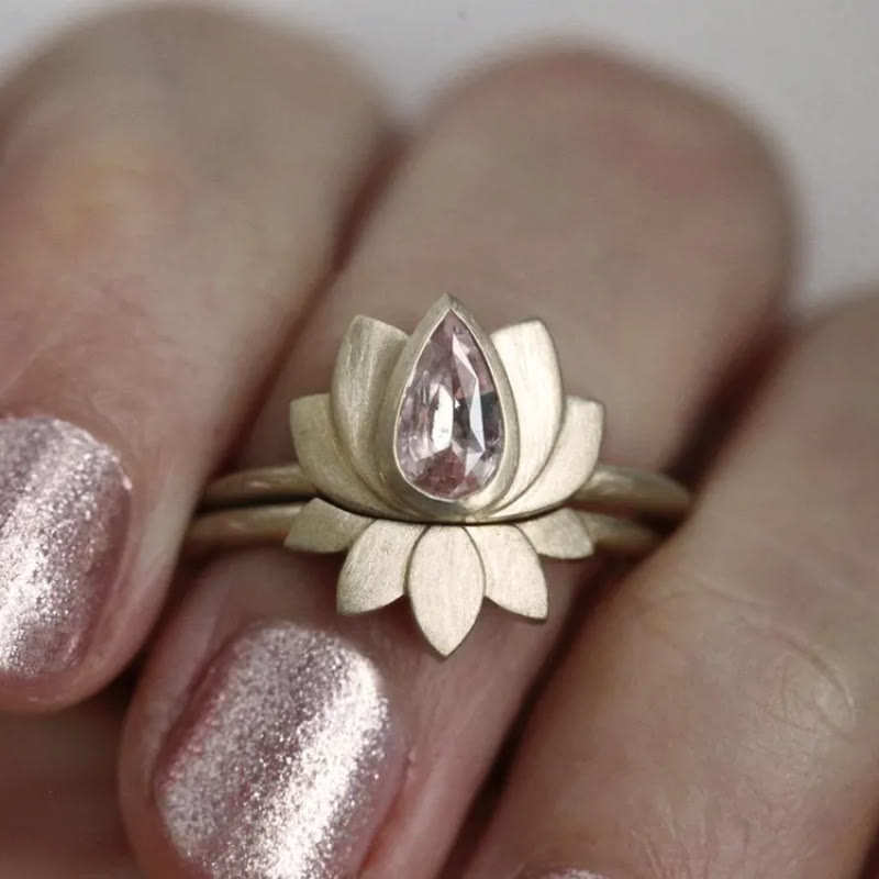 FuAtrract Calm & Serenity Grounding Energy Copper Zircon Lotus Double Layer Detachable Ring - image 3