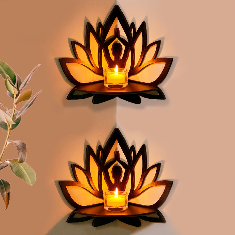 FREE Today: Harmony Peace & Serenity Wood Lotus Hollow Design Wooden Corner Shelf Wall Decor - image 4
