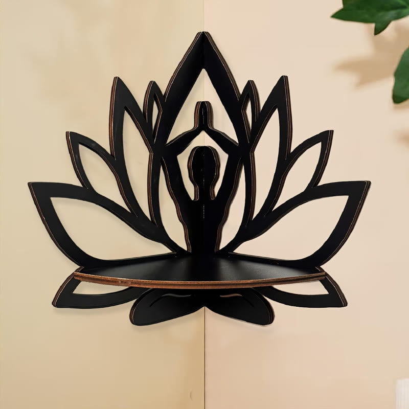 FREE Today: Harmony Peace & Serenity Wood Lotus Hollow Design Wooden Corner Shelf Wall Decor - image 2