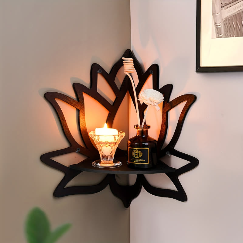 FREE Today: Harmony Peace & Serenity Wood Lotus Hollow Design Wooden Corner Shelf Wall Decor - image 10