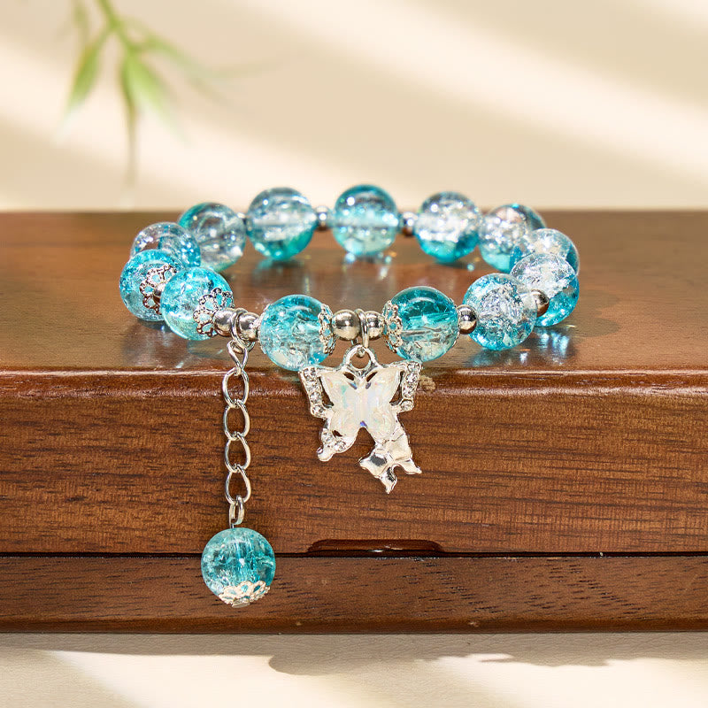 FuAttract Love & Harmony Blue Glaze Beads Butterfly Charm Bracelet - Light Blue - image 27