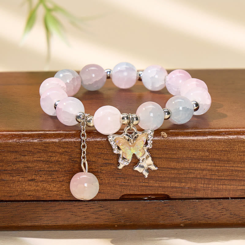 FuAttract Love & Harmony Blue Glaze Beads Butterfly Charm Bracelet - Pink Blue - image 21
