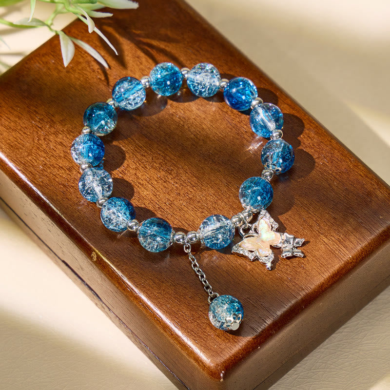 FuAttract Love & Harmony Blue Glaze Beads Butterfly Charm Bracelet - image 2