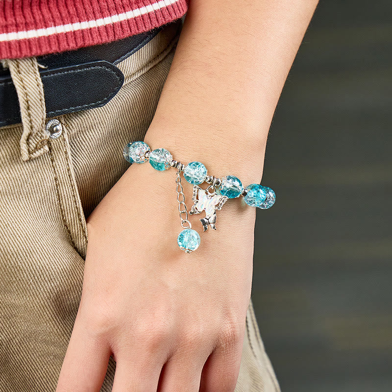 FuAttract Love & Harmony Blue Glaze Beads Butterfly Charm Bracelet - image 29