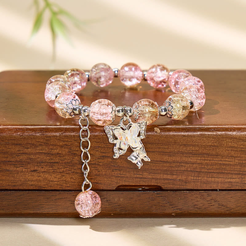 FuAttract Love & Harmony Blue Glaze Beads Butterfly Charm Bracelet - Pink - image 7