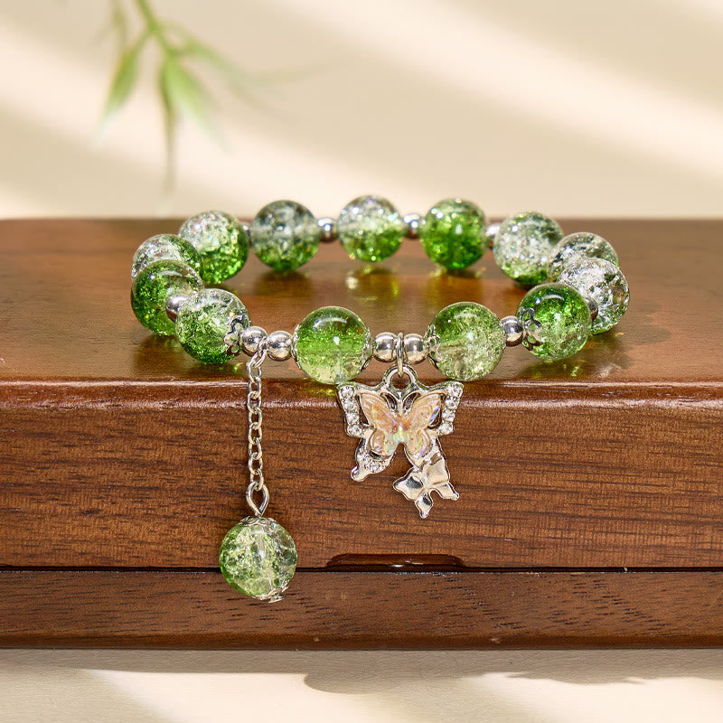 FuAttract Love & Harmony Blue Glaze Beads Butterfly Charm Bracelet - Green - image 9