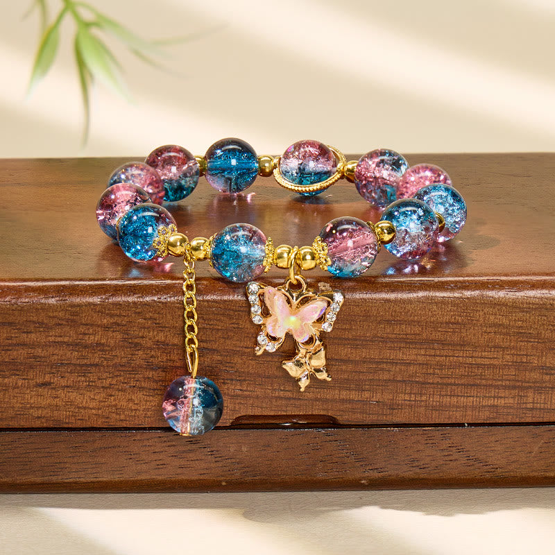 FuAttract Love & Harmony Blue Glaze Beads Butterfly Charm Bracelet - Golden Butterfly - image 15
